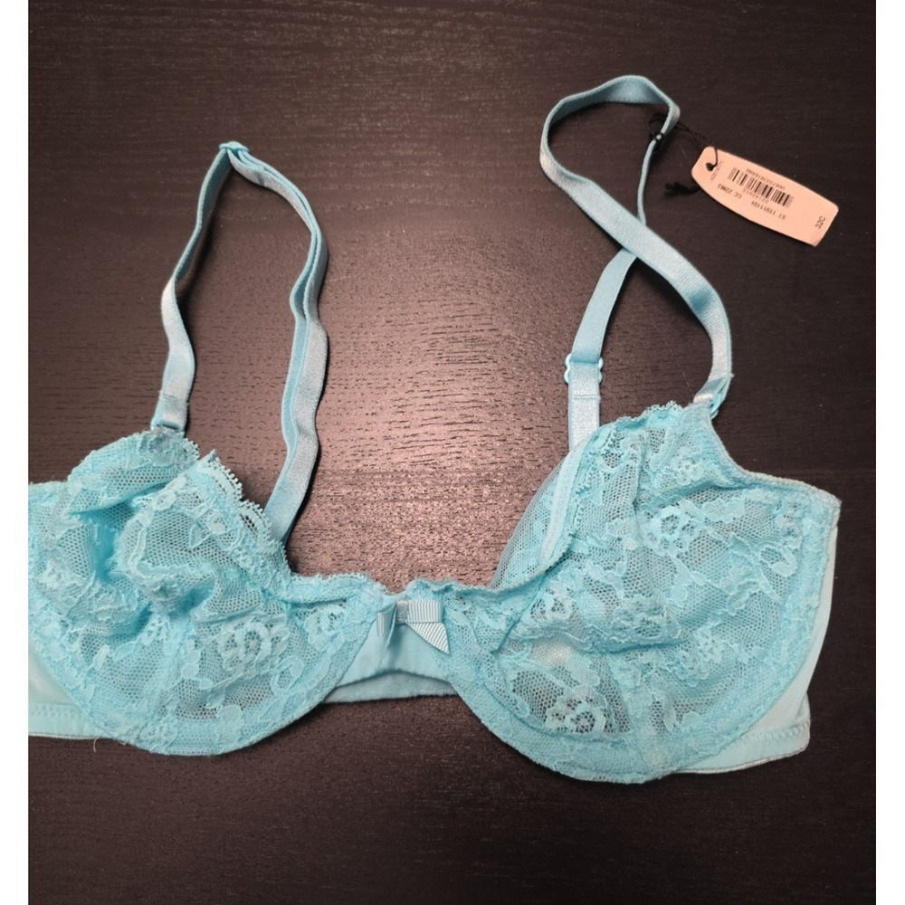 Victorias Secret NWT 32C Lace Demi Bra Underwire Unlined Multiway Aqua Blue 2013